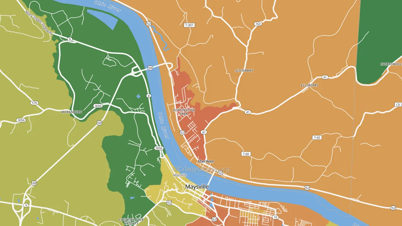 Aberdeen, OH Map of Murder Rates