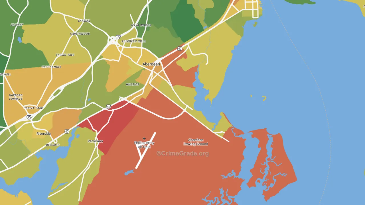 Aberdeen Proving Ground, MD Map of Murder Rates