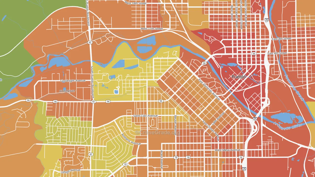 Aberdeen, Pueblo, CO Map of Murder Rates