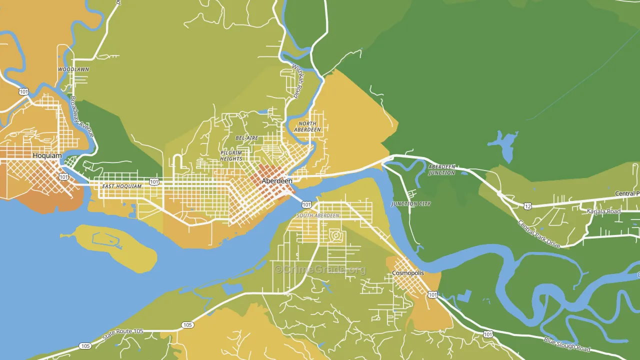 Aberdeen, WA Map of Murder Rates