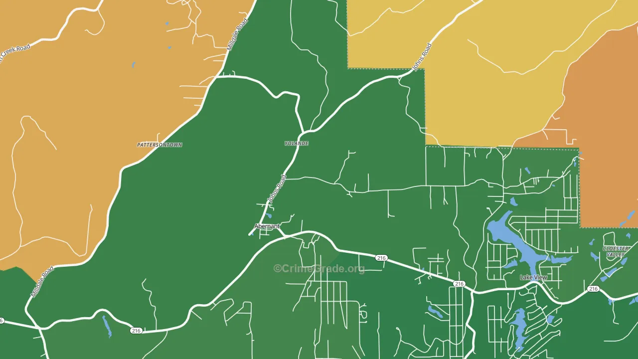 Abernant, AL Map of Murder Rates