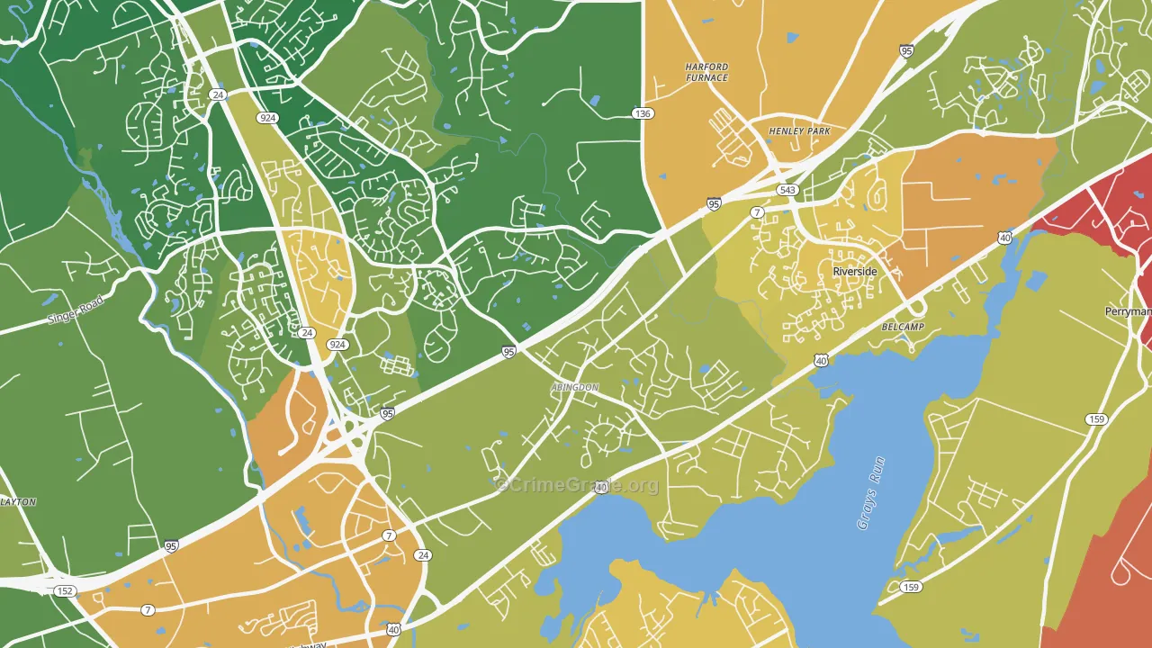 Abingdon, MD Map of Murder Rates