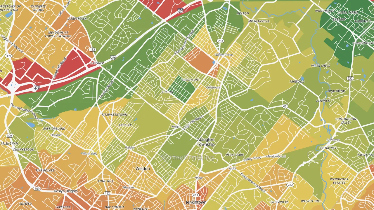 Abington, PA Map of Murder Rates