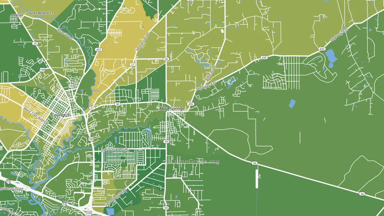 Abita Springs, LA Map of Murder Rates