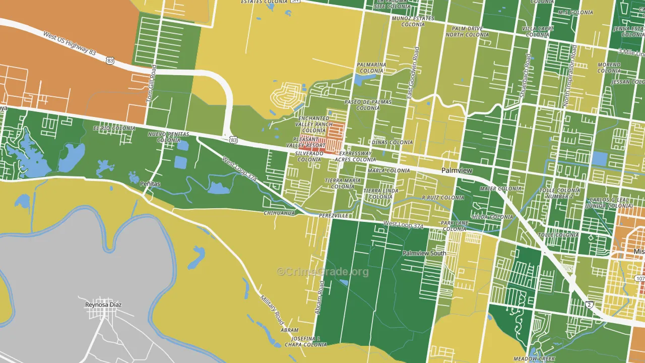 Abram-Perezville, Mission, TX Map of Murder Rates