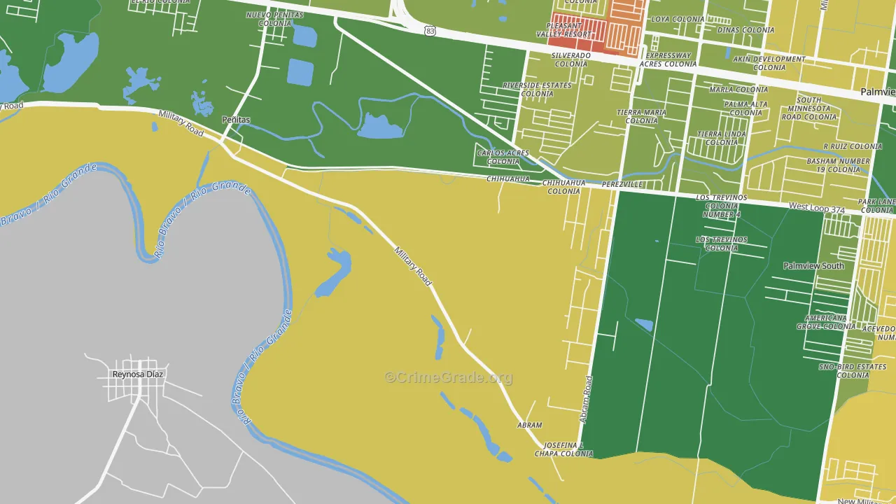 Abram, TX Map of Murder Rates