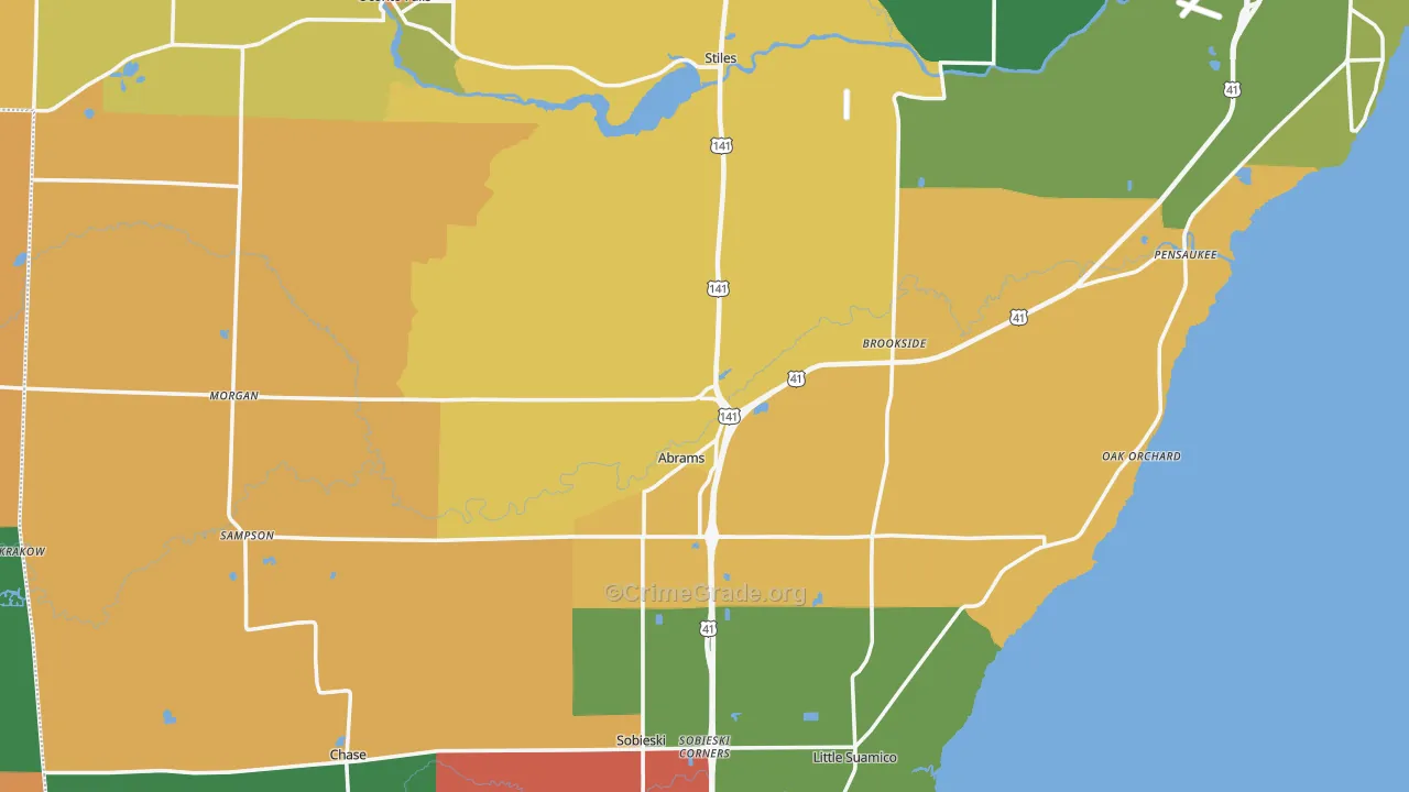 Abrams, WI Map of Murder Rates
