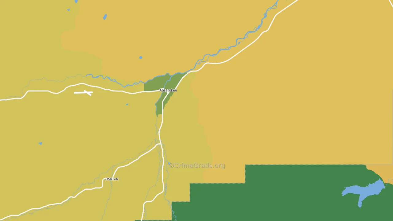 Absarokee, MT Map of Murder Rates