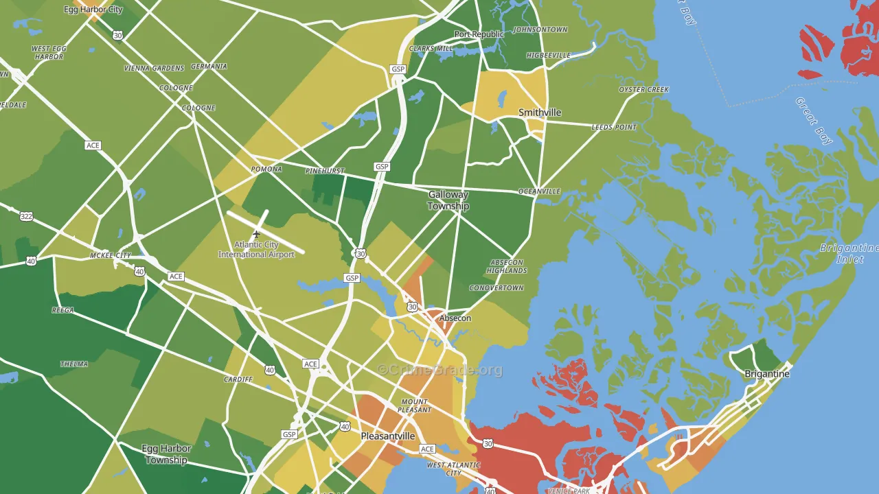 Absecon, NJ Map of Murder Rates