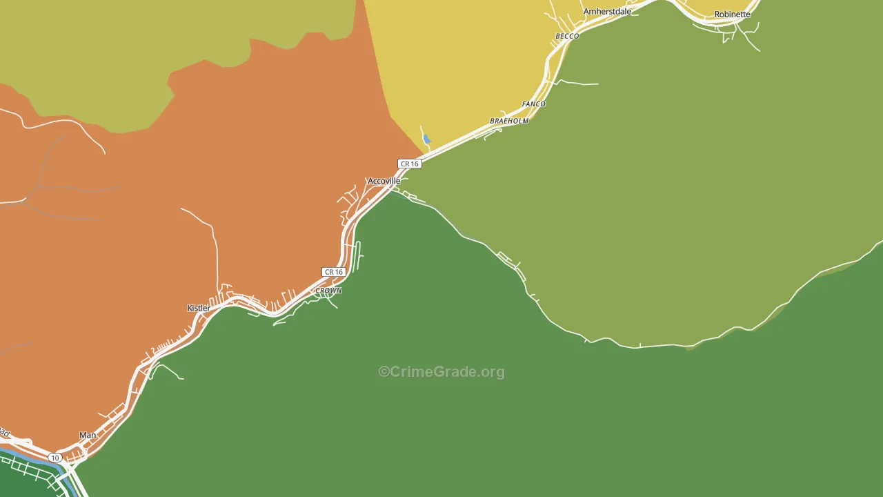 Accoville, WV Map of Murder Rates