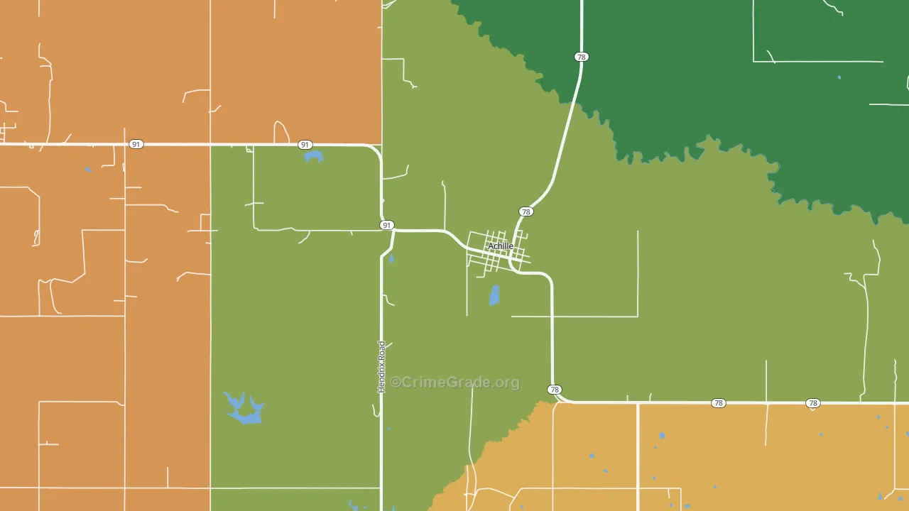 Achille, OK Map of Murder Rates