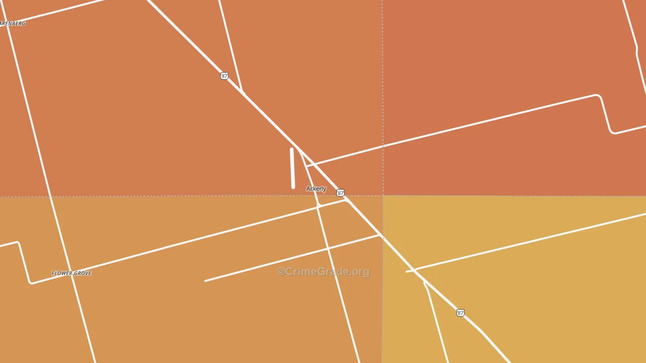 Ackerly, TX Map of Murder Rates