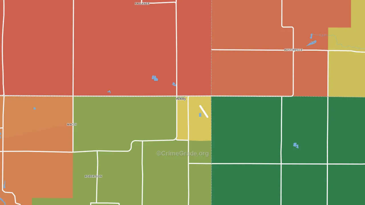 Ackley, IA Map of Murder Rates