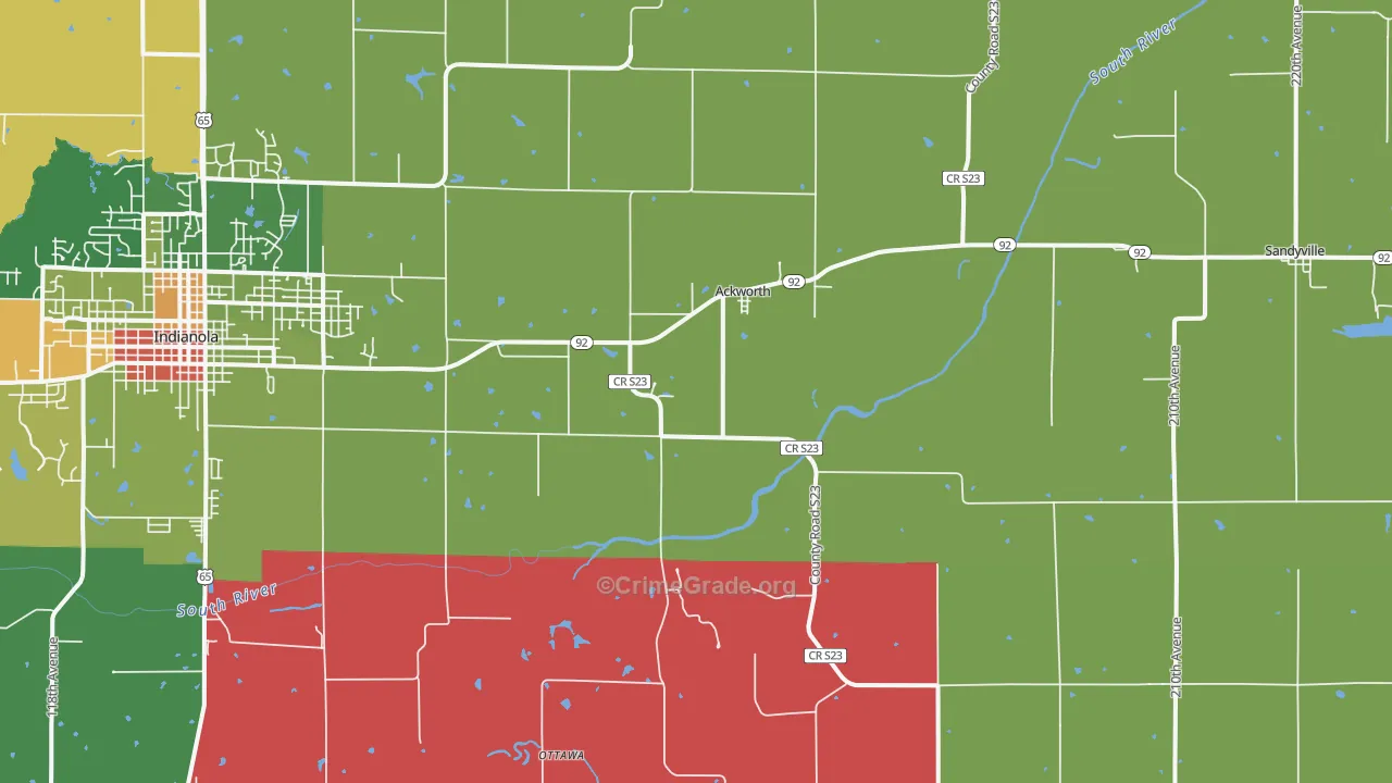Ackworth, IA Map of Murder Rates