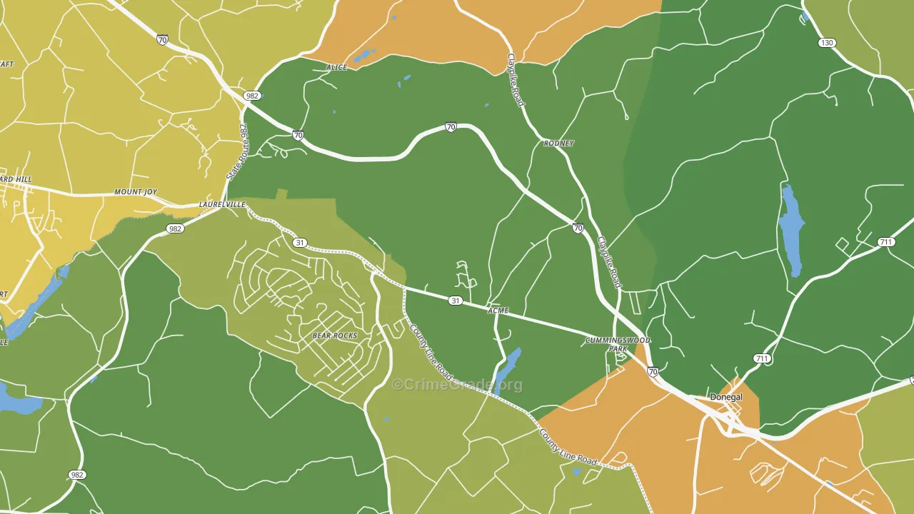 Acme, PA Map of Murder Rates