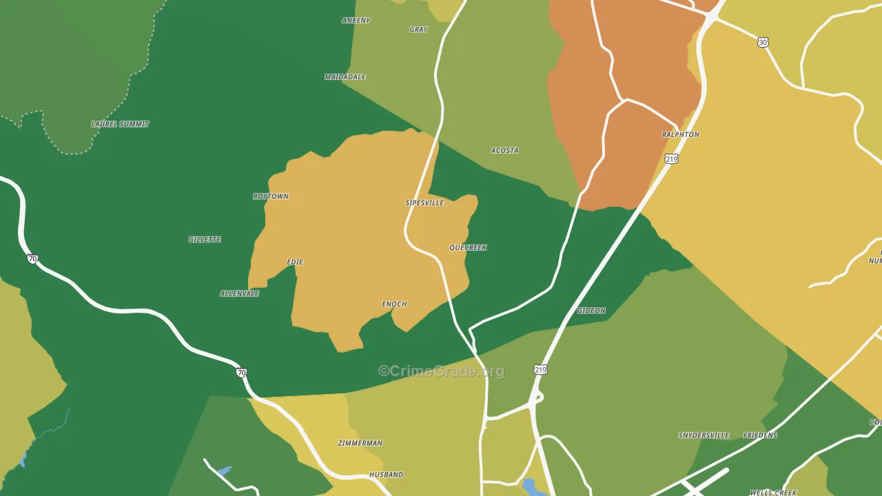 Acosta, PA Map of Murder Rates