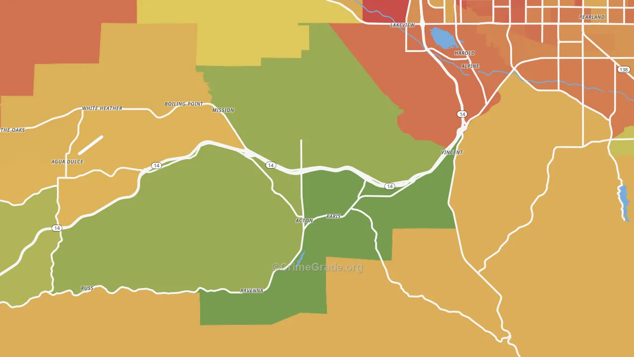 Acton, CA Map of Murder Rates