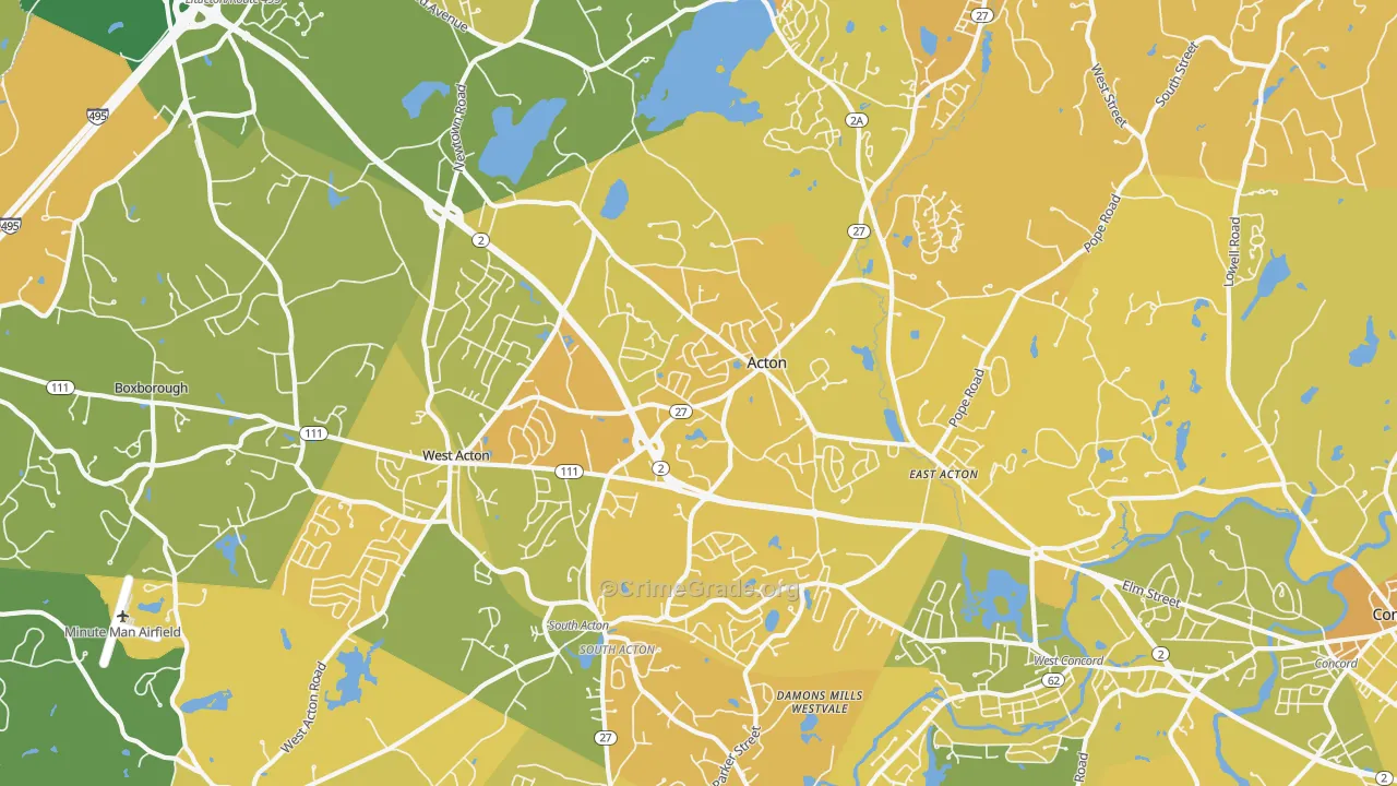 Acton, MA Map of Murder Rates