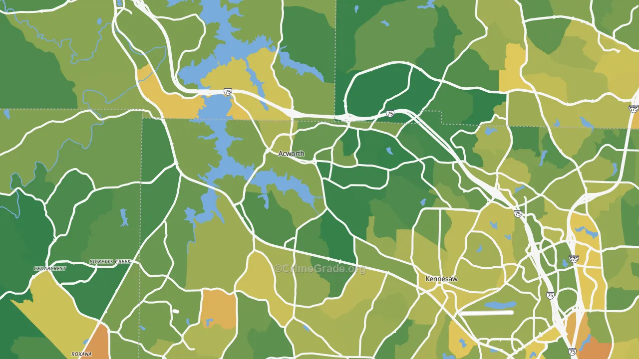 Acworth, GA Map of Murder Rates