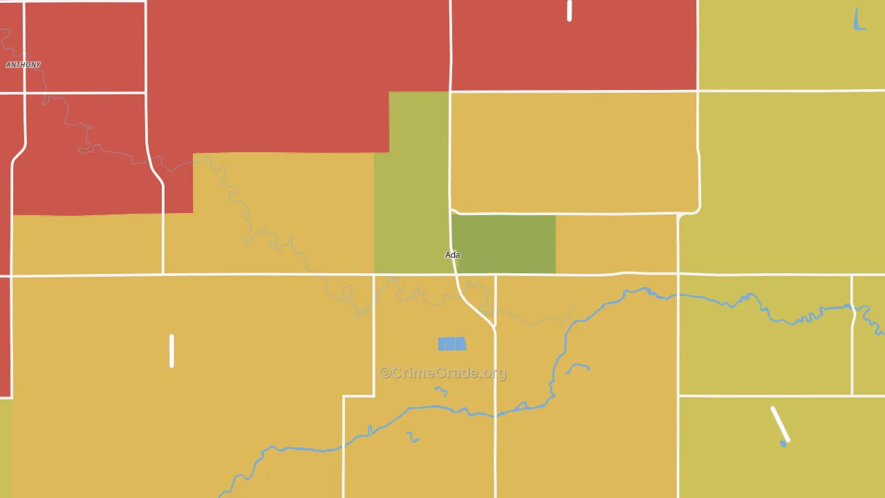 Ada, MN Map of Murder Rates