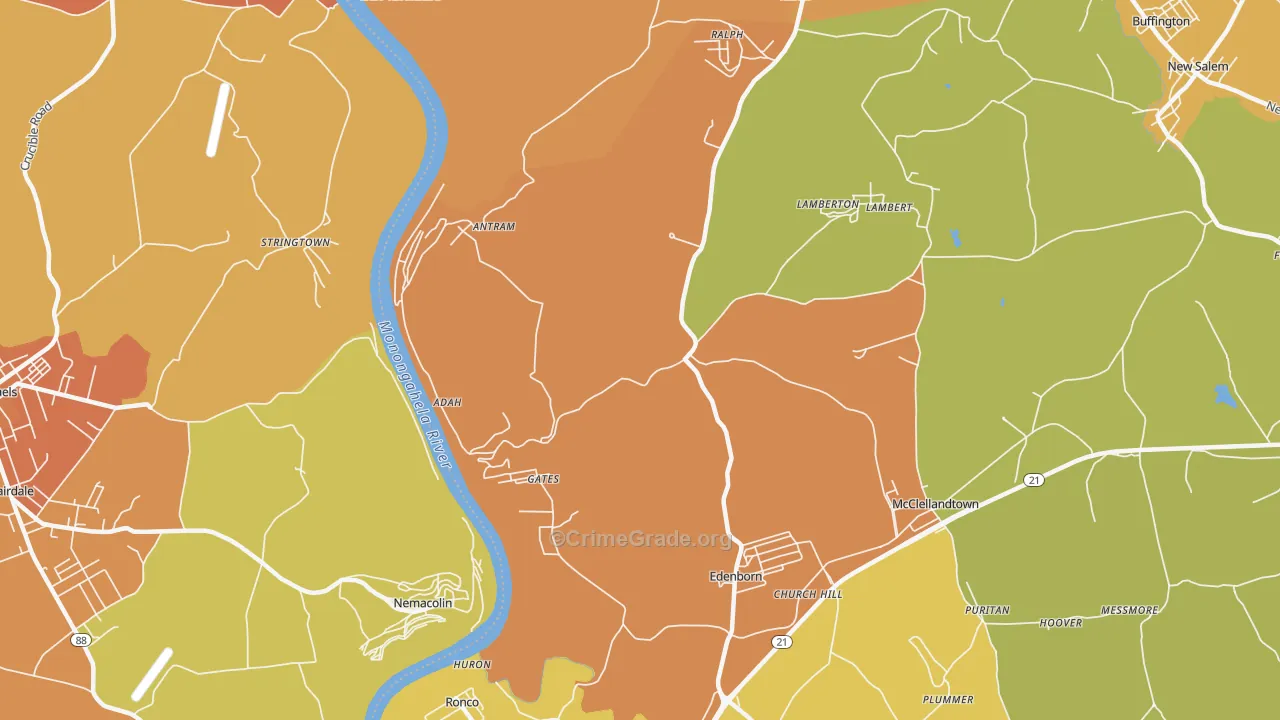 Adah, PA Map of Murder Rates