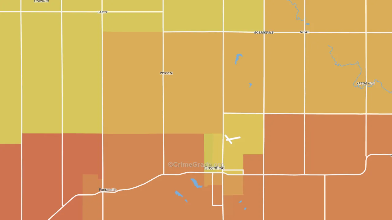 Adair County, IA Map of Murder Rates