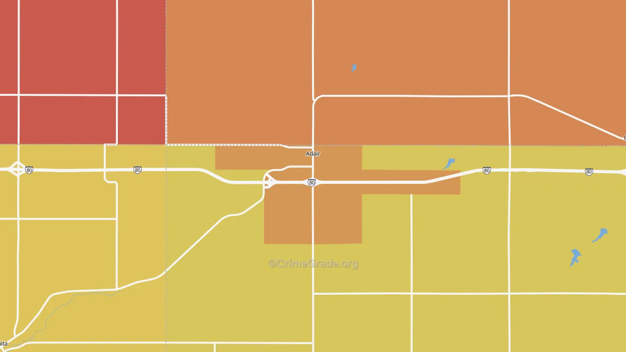 Adair, IA Map of Murder Rates