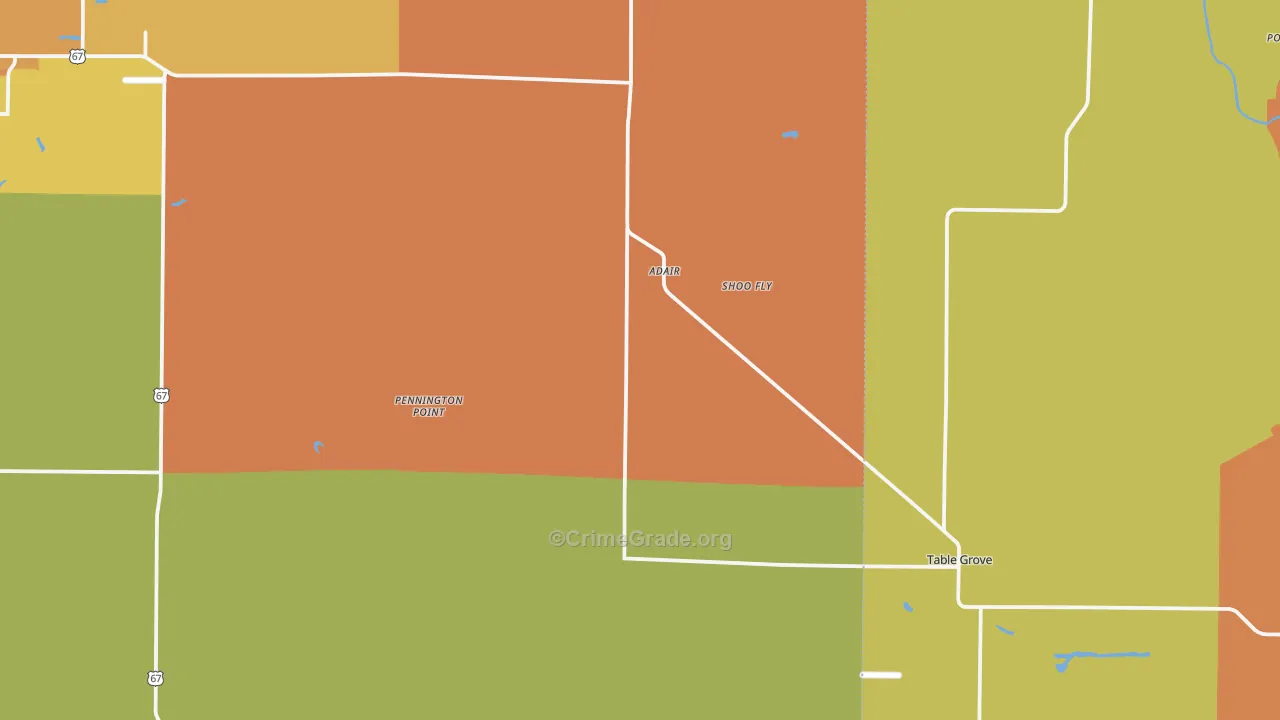 Adair, IL Map of Murder Rates