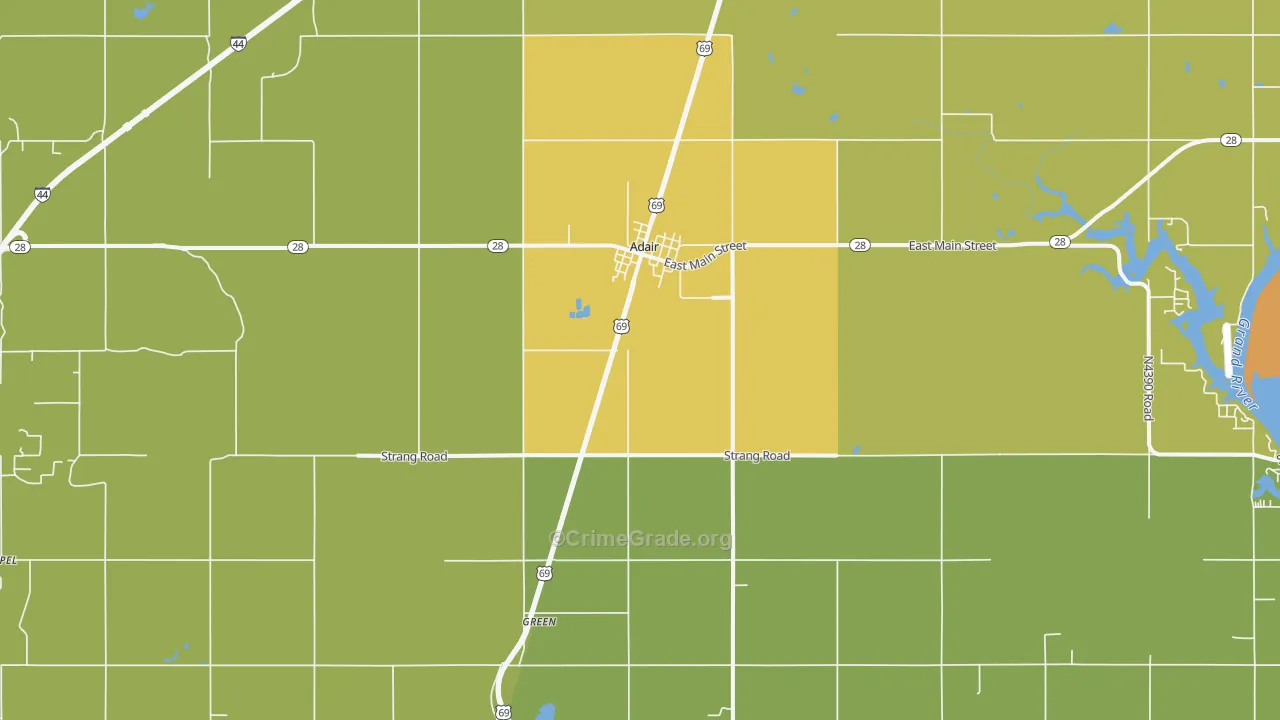 Adair, OK Map of Murder Rates