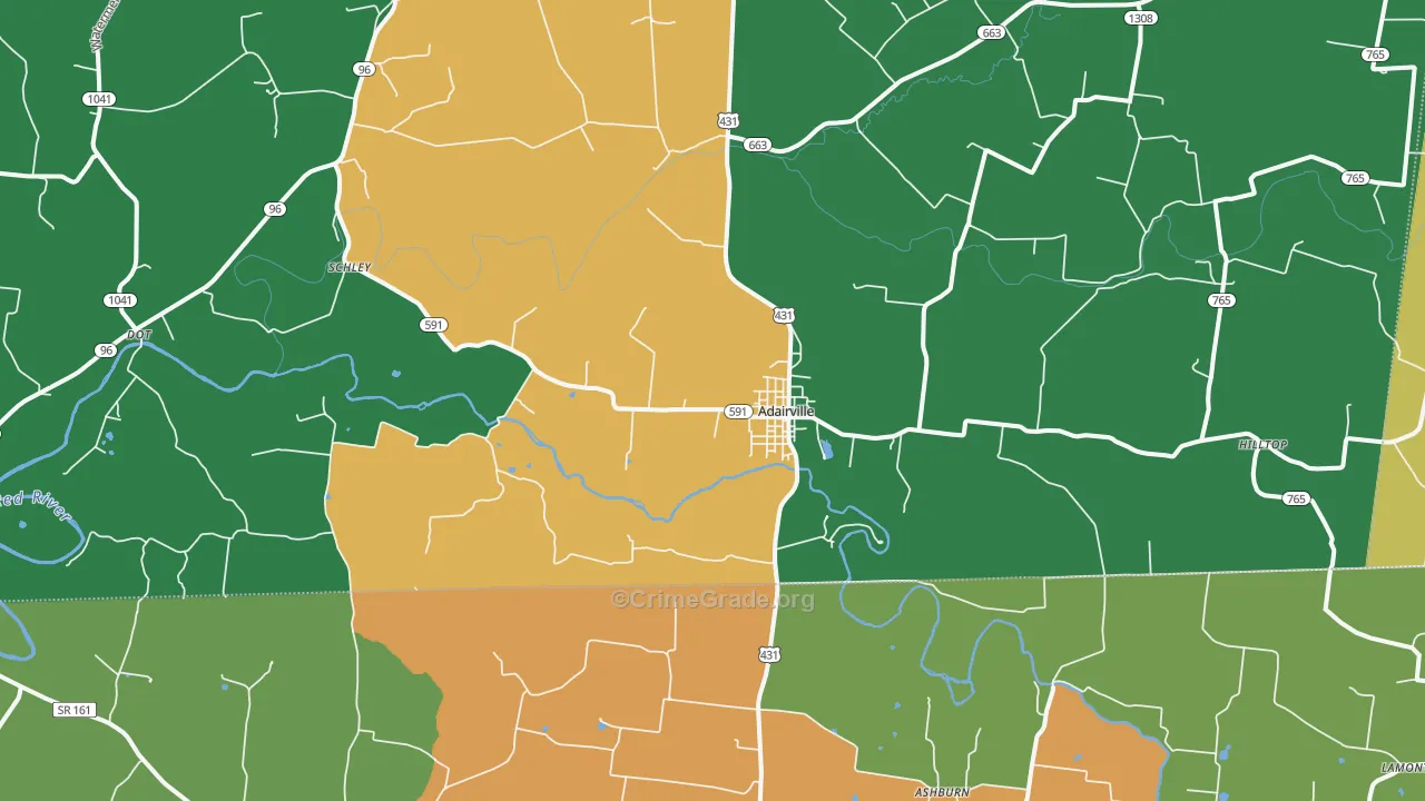 Adairville, KY Map of Murder Rates