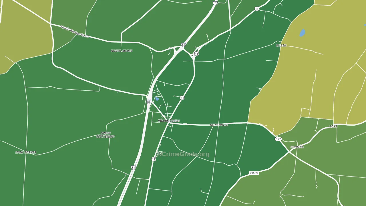 Adams Center, NY Map of Murder Rates