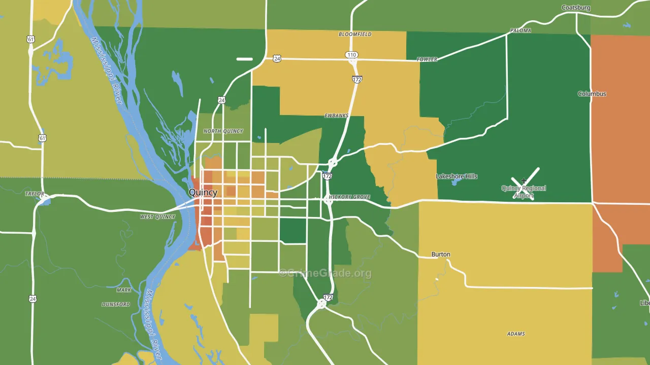 Adams County, IL Map of Murder Rates