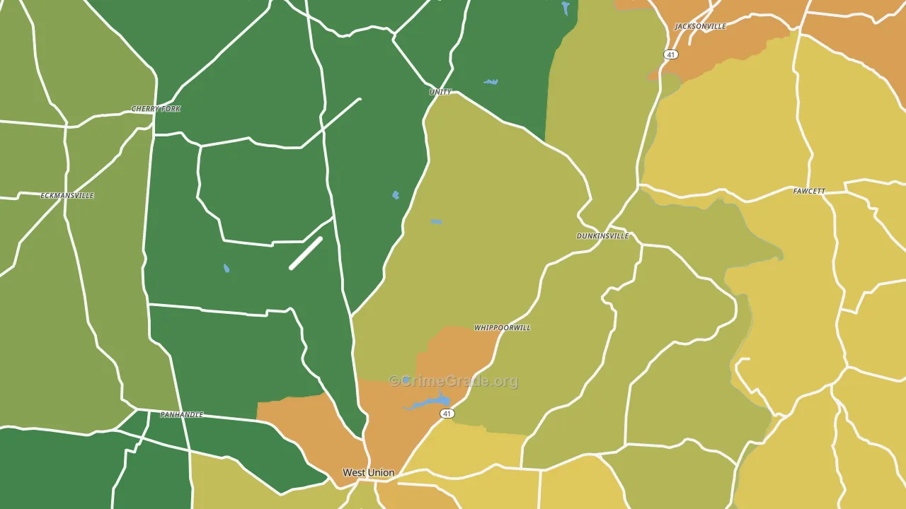 Adams County, OH Map of Murder Rates