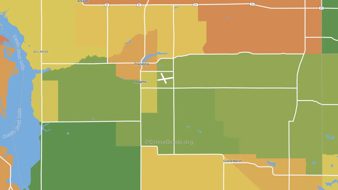 Adams County, WI Map of Murder Rates