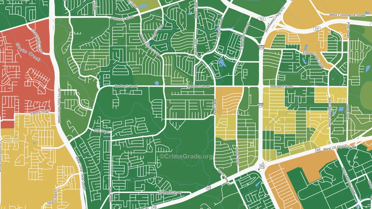 Adams Hill, San Antonio, TX Map of Murder Rates