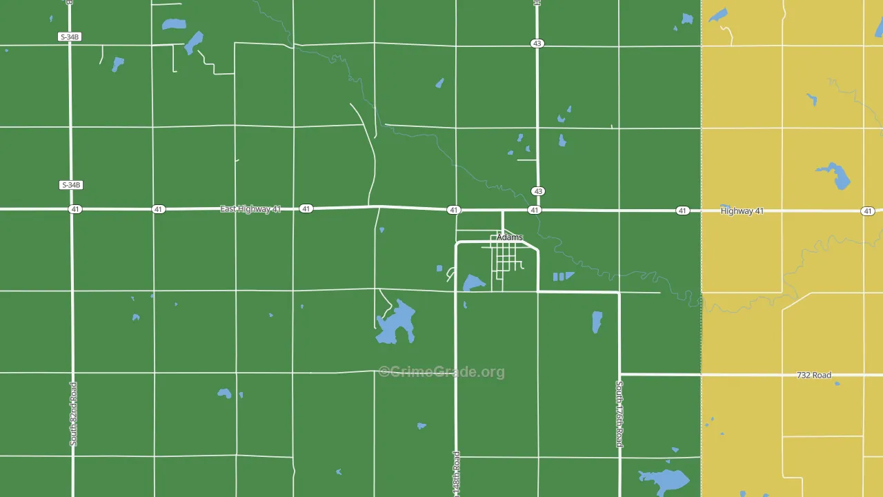 Adams, NE Map of Murder Rates