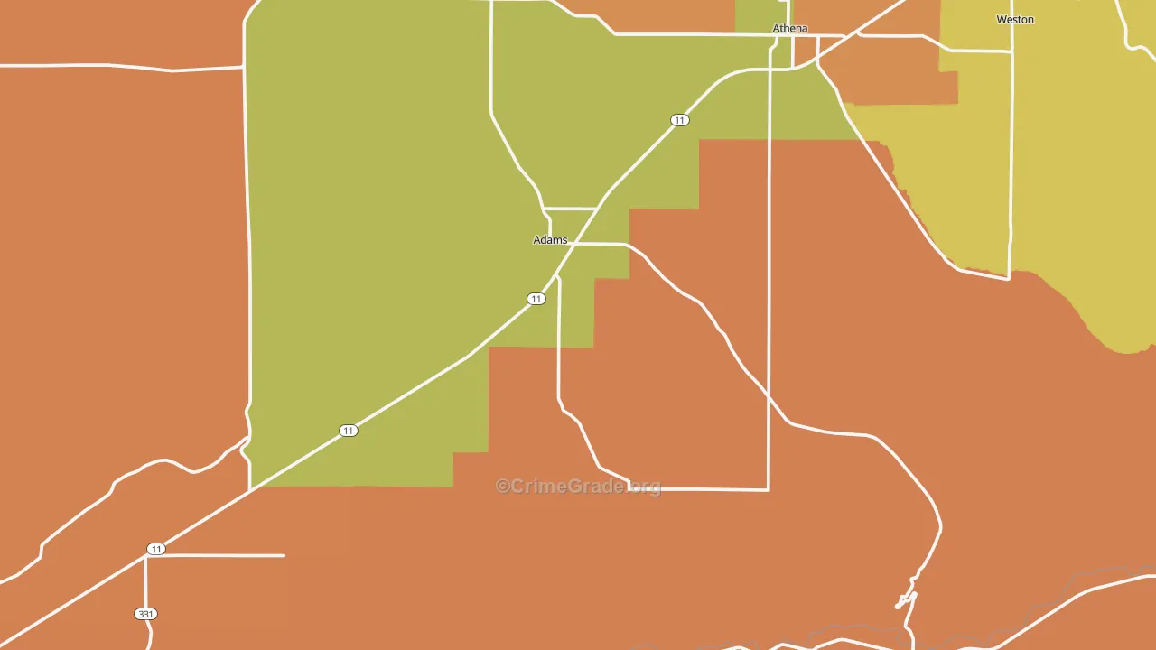 Adams, OR Map of Murder Rates