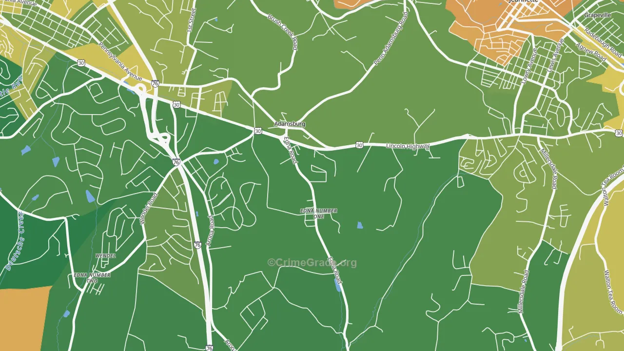 Adamsburg, PA Map of Murder Rates