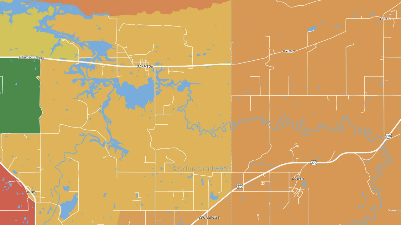 Adamson, OK Map of Murder Rates