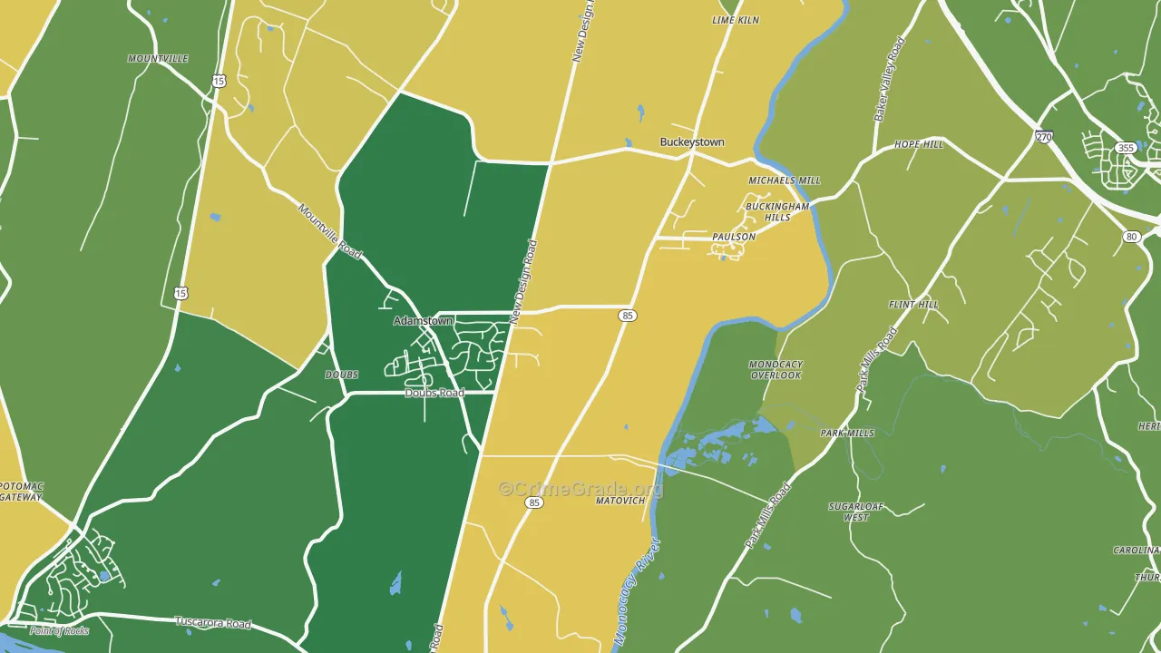Adamstown, MD Map of Murder Rates