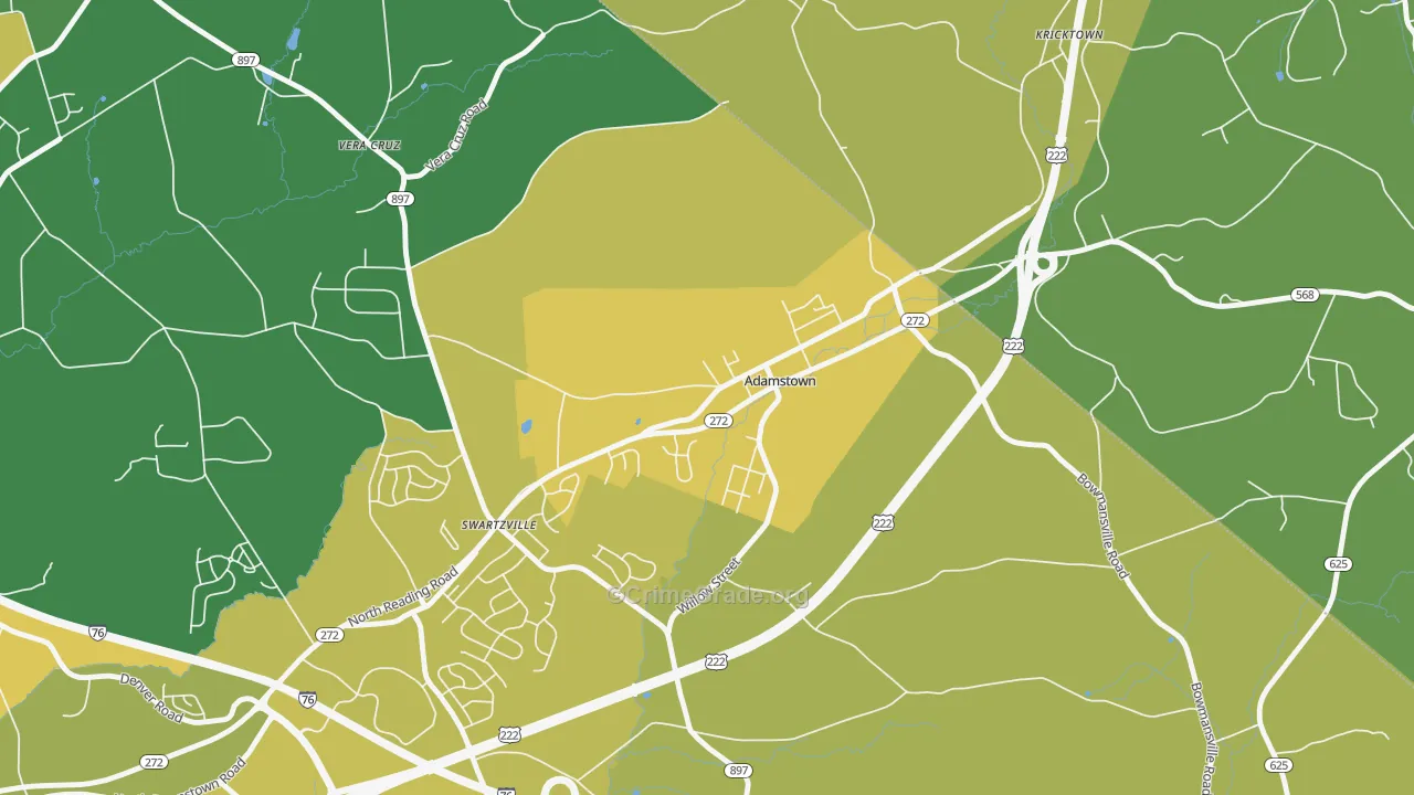 Adamstown, PA Map of Murder Rates