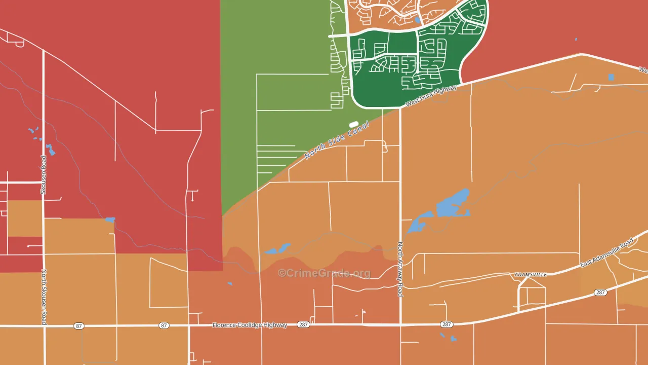 Adamsville, AZ Map of Murder Rates
