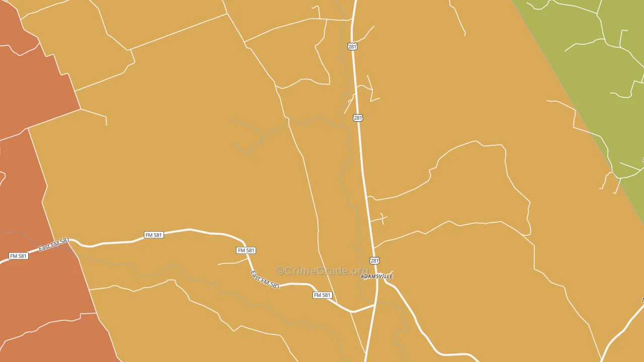 Adamsville, TX Map of Murder Rates