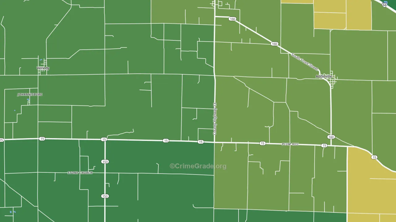 Addieville, IL Map of Murder Rates