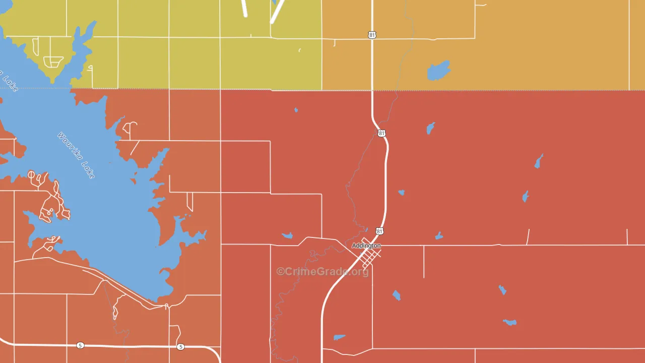 Addington, OK Map of Murder Rates