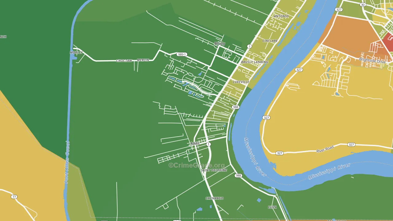 Addis, LA Map of Murder Rates