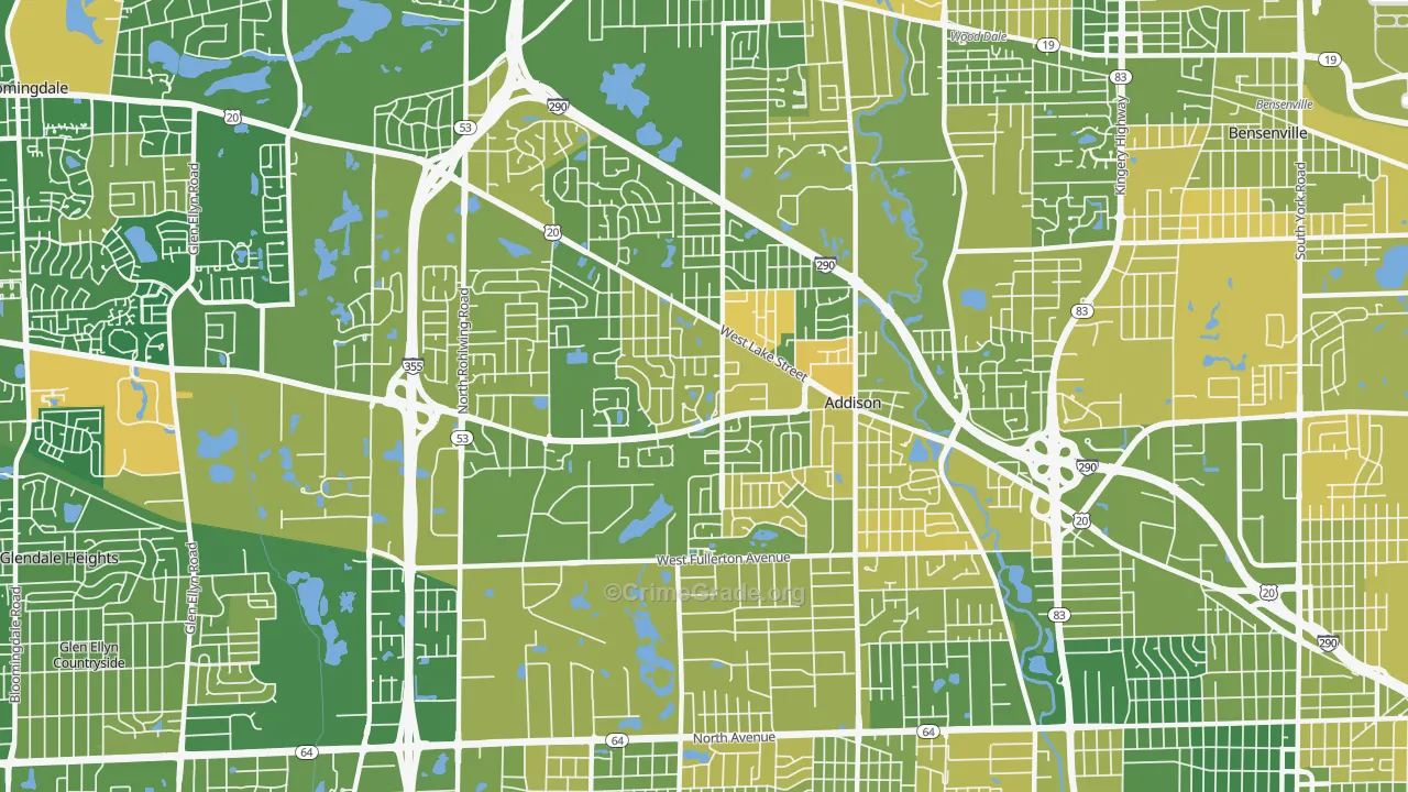 Addison, IL Map of Murder Rates