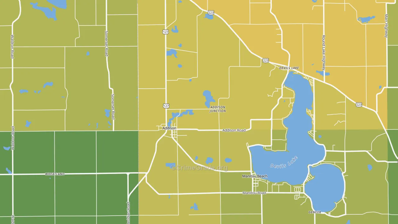 Addison, MI Map of Murder Rates