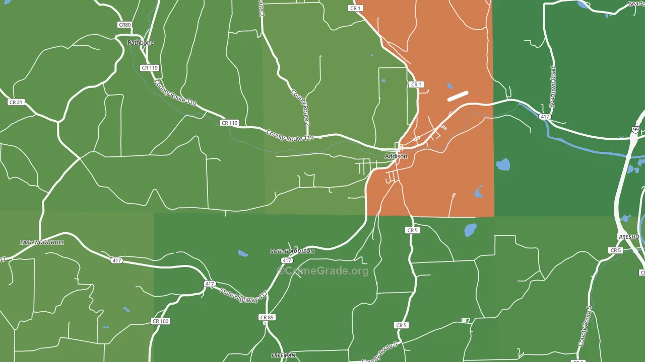 Addison, NY Map of Murder Rates