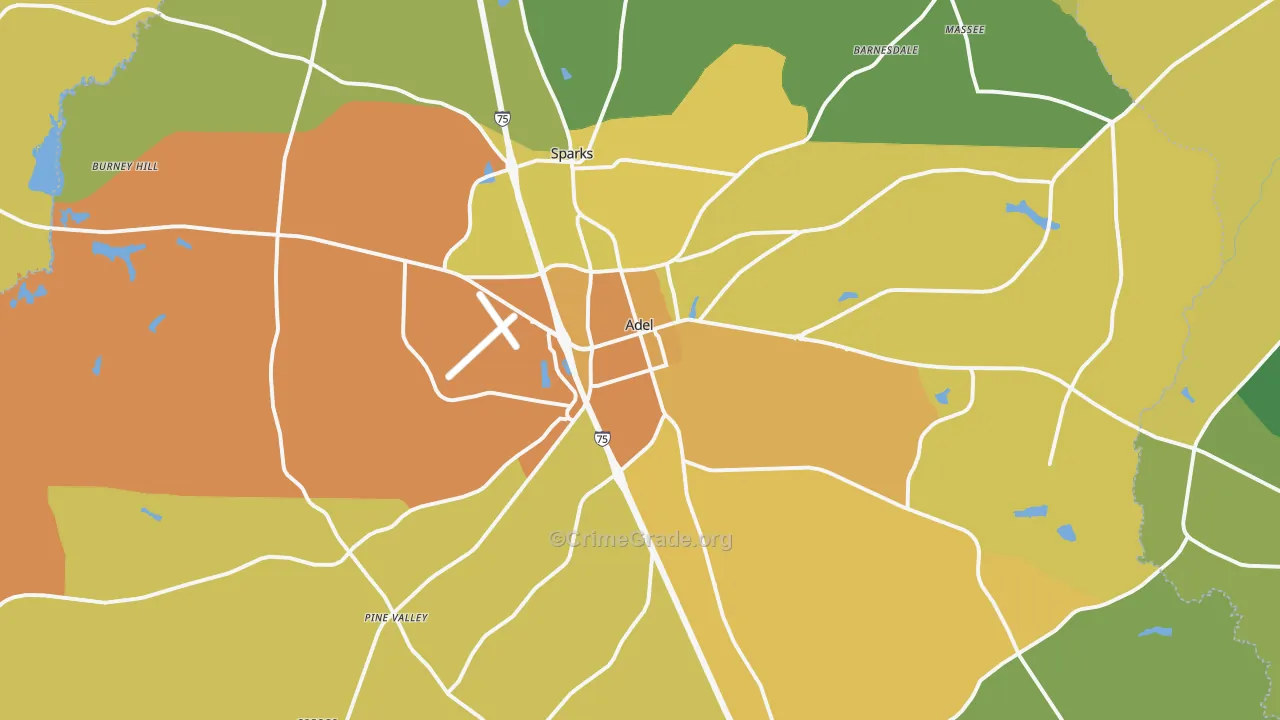 Adel, GA Map of Murder Rates